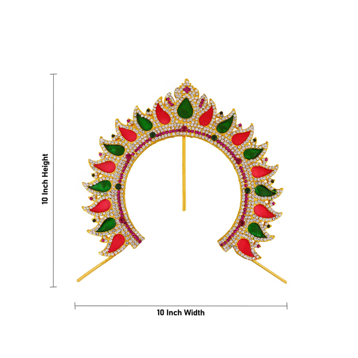 Mango Design Hair Arch - 10 X 10 Inches | Multicolour Stone Jewellery/ Hair Accessory For Deity Decor - Head & Face Accessories