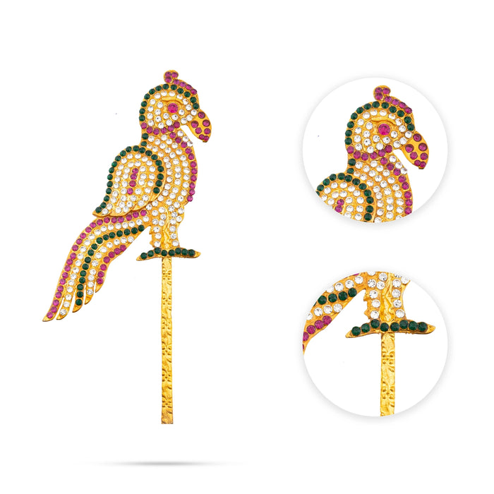 Stone Parrot Pair - 5 x 2 Inches | 2 Pcs/ Multicolour Stone Artificial Parrots for Decoration - Deity Accessories