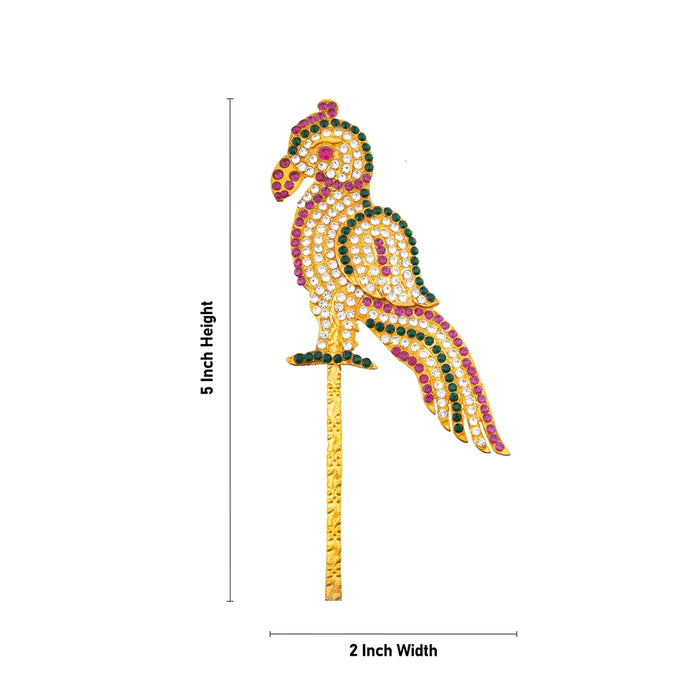 Stone Parrot Pair - 5 x 2 Inches | 2 Pcs/ Multicolour Stone Artificial Parrots for Decoration - Deity Accessories