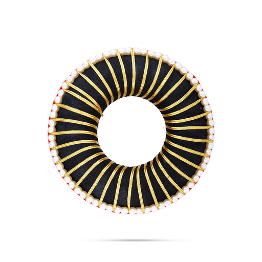 Hair Ring Juda - 5 Inches | Black Hair Bun/ Moti Beads Hair Accessory for Deity - Head & Face Accessories