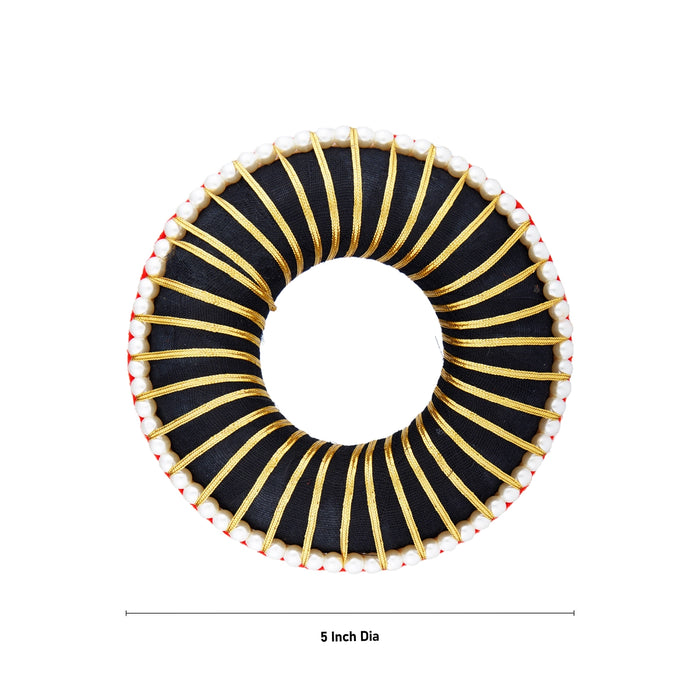 Hair Ring Juda - 5 Inches | Black Hair Bun/ Moti Beads Hair Accessory for Deity - Head & Face Accessories