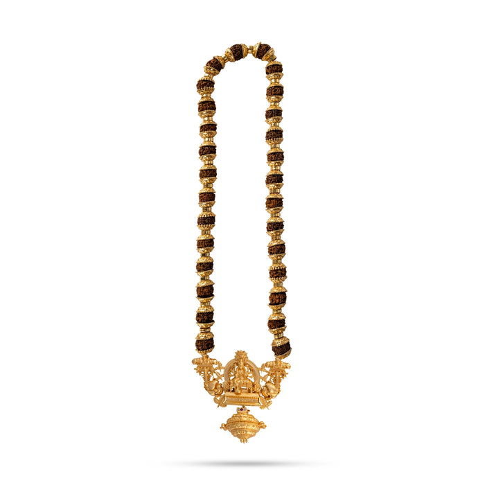 Rudraksha Mala With Pendant - 21 Inches | Panchaloha Nagas Cup Washer / Beads Ruthratcham Malai for Meditation - Rudraksha Mala, Pendant, Bracelet