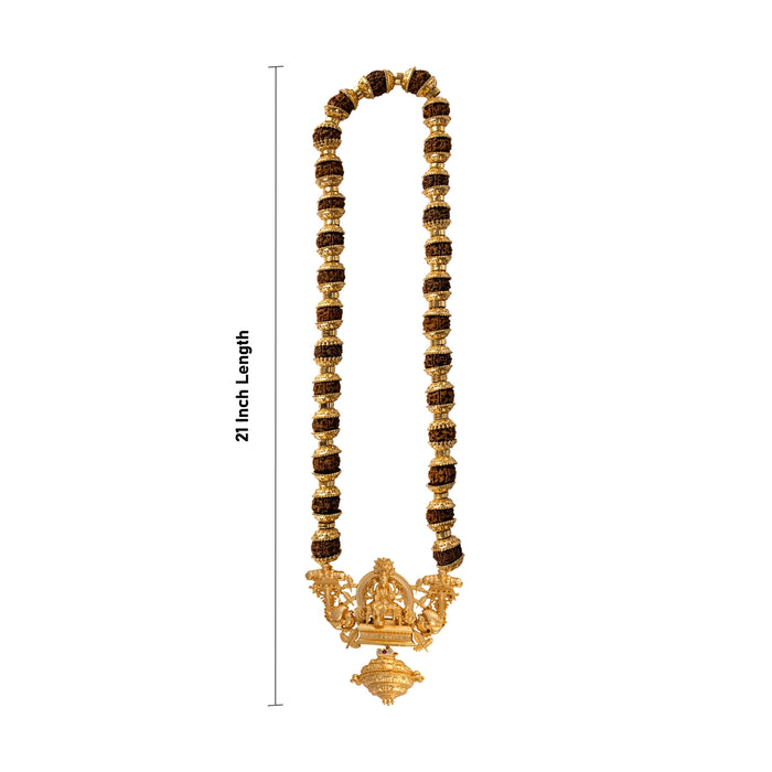 Rudraksha Mala With Pendant - 21 Inches | Panchaloha Nagas Cup Washer / Beads Ruthratcham Malai for Meditation - Rudraksha Mala, Pendant, Bracelet