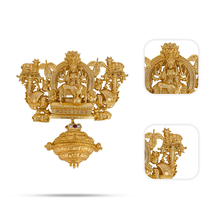 God Dollar - 4.5 x 4.5 Inches | Panchaloha gold Polish Pendant / Varahi amman pendant for Rudraksha mala - Mala & Pendant