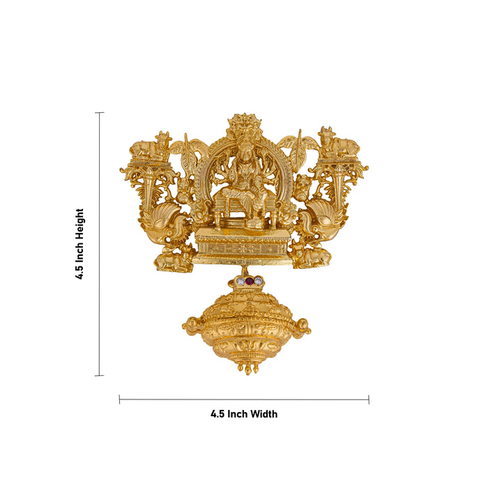 God Dollar - 4.5 x 4.5 Inches | Panchaloha gold Polish Pendant / Varahi amman pendant for Rudraksha mala - Mala & Pendant
