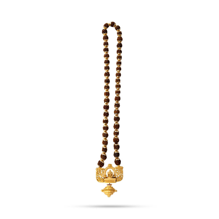 Rudraksha Mala With Pendant - 24 Inches | 36 to 45 Beads / Panchaloham Cup / Ruthratcham Malai for Meditation - Rudraksha Mala, Pendant, Bracelet