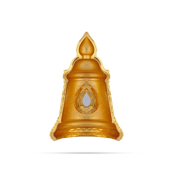 Half Stone Crown - 3.5 x 4 Inches | Gold Polish Single Stone Kireedam / Kiridam / Mukut For Deity Decor - Head & Face Accessories