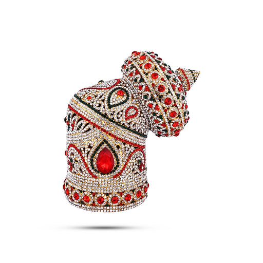 Andal Kireedam - 8 X 7.5 Inches | Crown/ Multicolour Stone Kiridam/ Mukut For Deity Decor - Head & Face Accessories