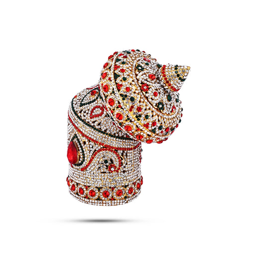 Andal Kireedam - 8 X 7.5 Inches | Crown/ Multicolour Stone Kiridam/ Mukut For Deity Decor - Head & Face Accessories