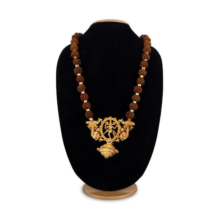 Rudraksha Mala With Shivling Design Panchaloha Pendant - 21 Inches | 45-54 Beads Ruthratcham Malai for Meditation - Rudraksha Mala, Pendant, Bracelet