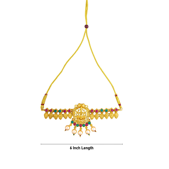 Choker Necklace With Earring Set- 6 Inches | Gold Polish Jewellery/ Laxmi Design Artificial Jewelry For Wedding - Ethnic Wear Accessories
