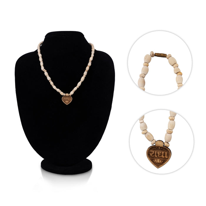 Tulasi Mala With Leaf Design Locket - 10 Inches | Tulsi Kanthi Mala/ Thulsi Mala For Japa And Spiritual Wear - Tulsi Mala, Pendant, Bracelet