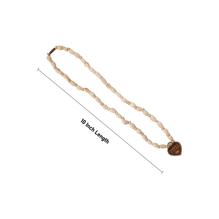 Tulasi Mala With Leaf Design Locket - 10 Inches | Tulsi Kanthi Mala/ Thulsi Mala For Japa And Spiritual Wear - Tulsi Mala, Pendant, Bracelet