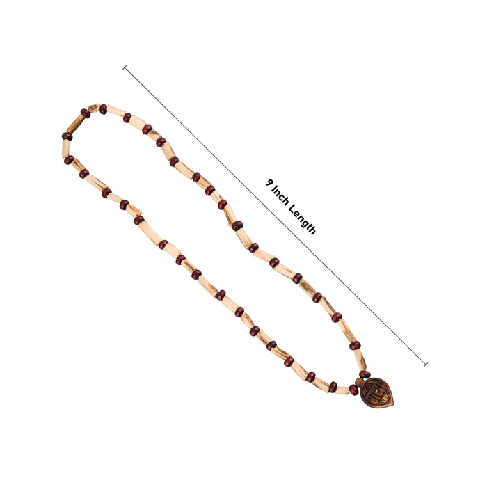 Tulasi Mala - 9 Inches | Tulasi Japa Mala With Leaf Locket/ Kanthi Mala for Meditation/ 3 Gms Approx - Tulsi Mala, Pendant, Bracelet