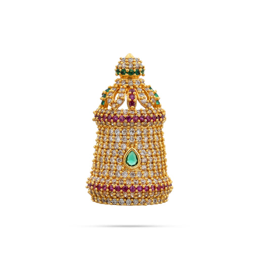 Half Stone Crown - 1.5 x 0.75 Inches | AD Multicolour Stone Kireedam/ Mukut/ Kiridam for Deity - Head & Face Accessories