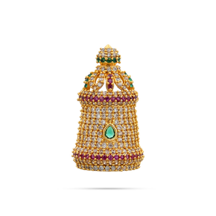 Half Stone Crown - 1.5 x 0.75 Inches | AD Multicolour Stone Kireedam/ Mukut/ Kiridam for Deity - Head & Face Accessories