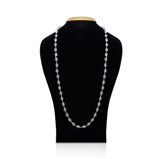 Sphatik Mala With Silver Cup - 15 Inches | 8 mm/ 54 Beads Crystal Mala/ Padiga Malai For Meditation - Sphatik Mala, Pendant, Bracelet