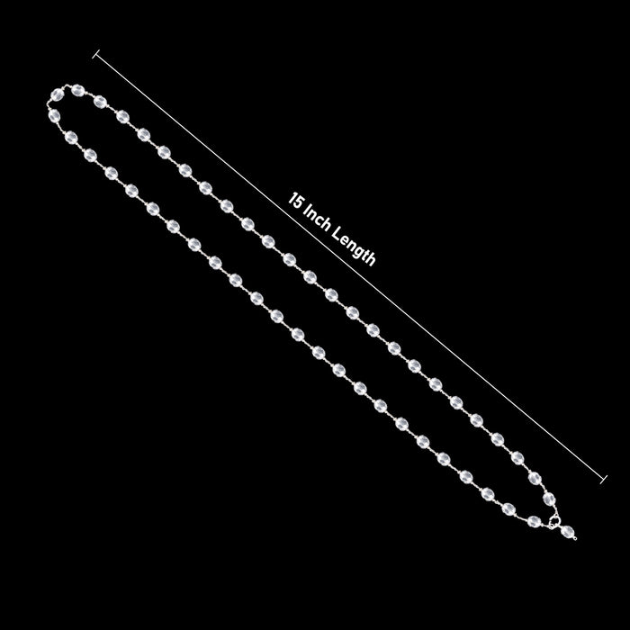 Sphatik Mala With Silver Cup - 15 Inches | 8 mm/ 54 Beads Crystal Mala/ Padiga Malai For Meditation - Sphatik Mala, Pendant, Bracelet