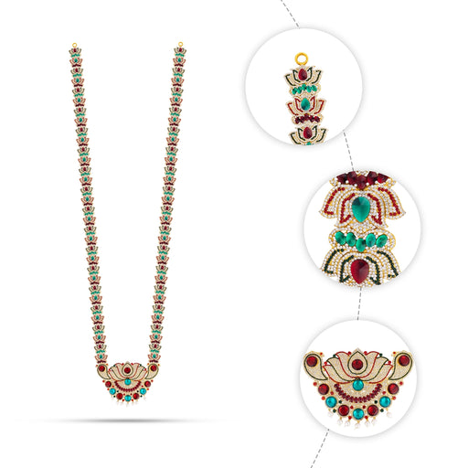Deity Haram - 92 Inches | Multicolour Stone Haram / Artificial Jewelry For Goddess & Traditional Wear - Head & Face Accessories