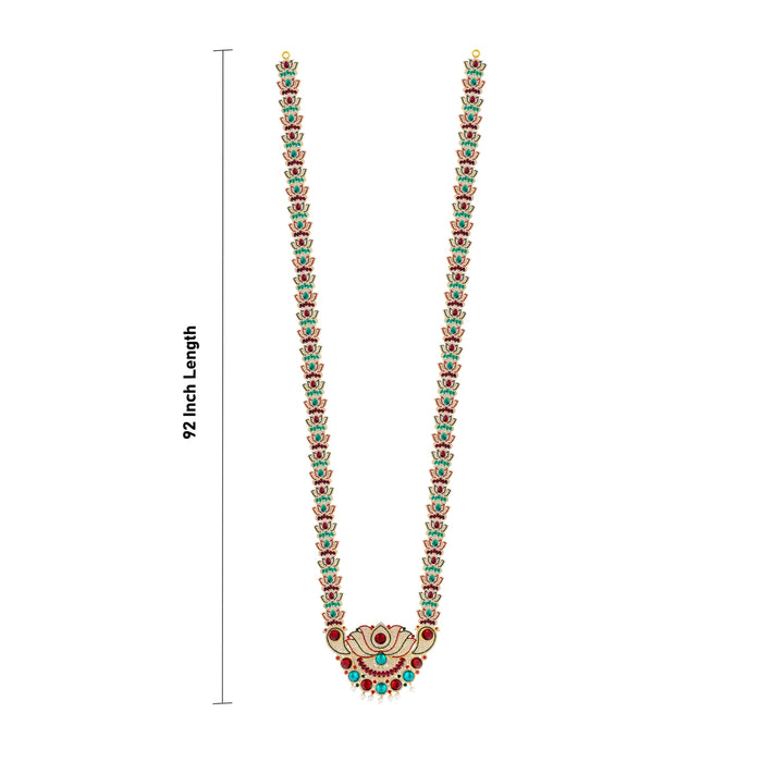 Deity Haram - 92 Inches | Multicolour Stone Haram / Artificial Jewelry For Goddess & Traditional Wear - Head & Face Accessories