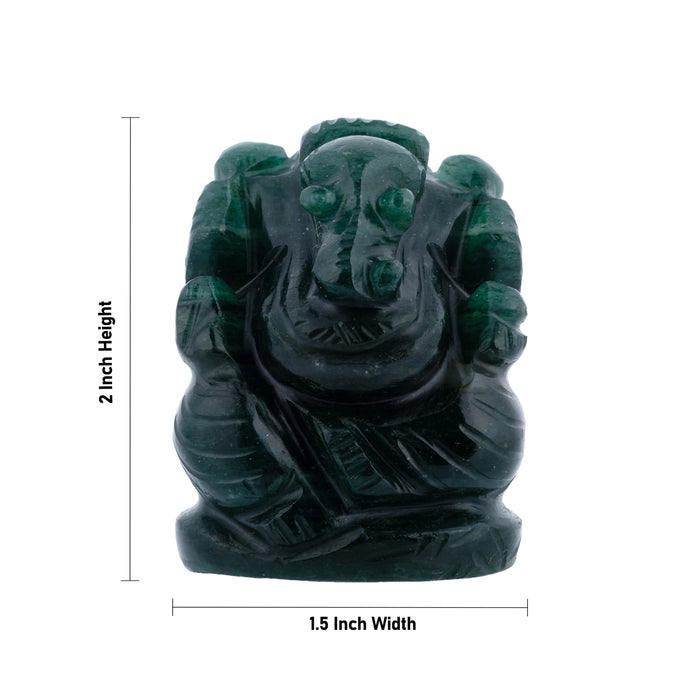 Jade Ganesha Murti - 2 x 2.25 Inches | Ganapathi Idol / Vinayagar Statue for Worship