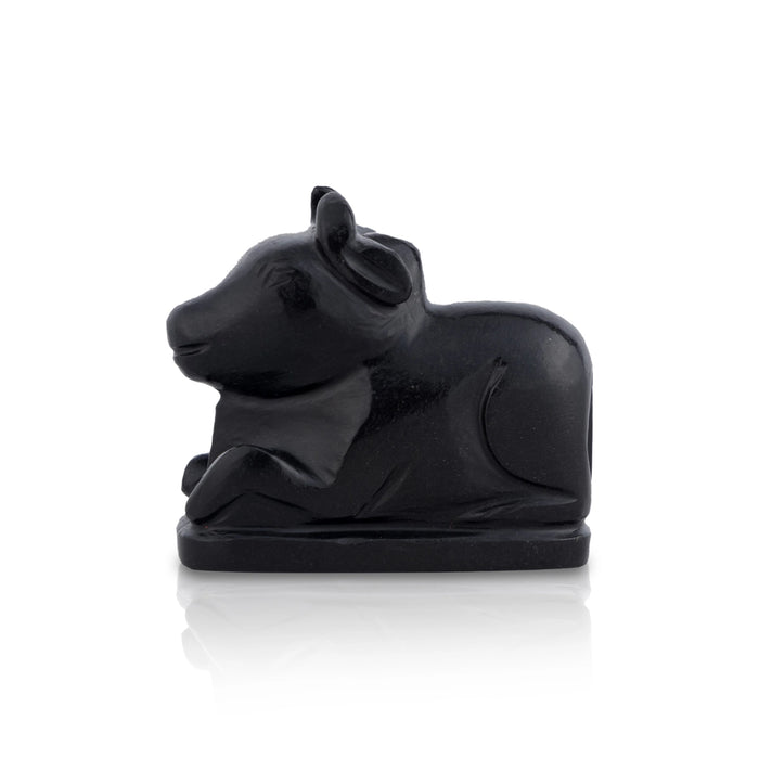 Black Agate Nandi Statue - 2 x 2.5 Inches | Nandi Murti / Nandhi Statue for Pooja - Sphatik & Semi Precious Stone Murties