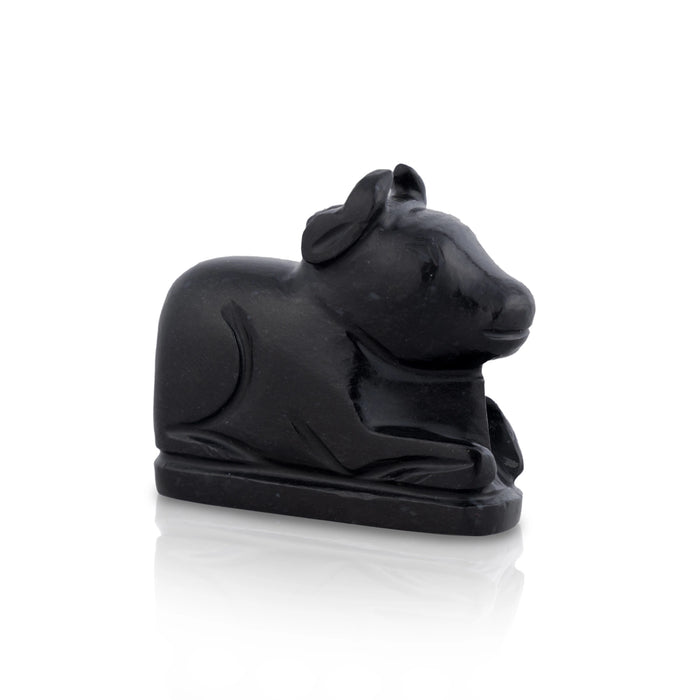 Black Agate Nandi Statue - 2 x 2.5 Inches | Nandi Murti / Nandhi Statue for Pooja - Sphatik & Semi Precious Stone Murties
