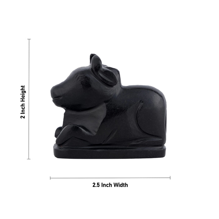 Black Agate Nandi Statue - 2 x 2.5 Inches | Nandi Murti / Nandhi Statue for Pooja - Sphatik & Semi Precious Stone Murties