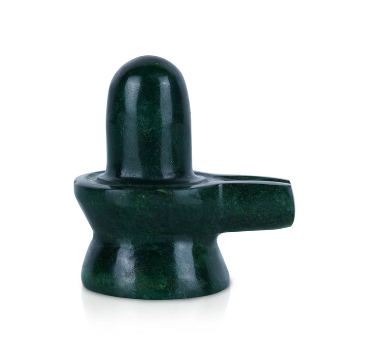 Green Zade Shiv Ling Murti - 1.75 x 1.5 Inches | Margaj Shiva Lingam Statue/ Shiv Ling Statue for Worship - Sphatik & Semi Precious Stone Murties
