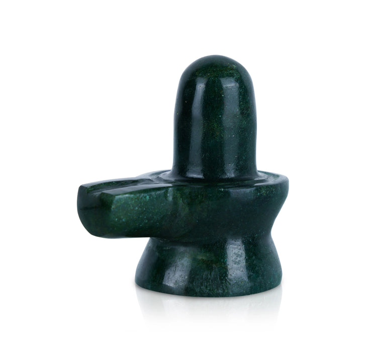 Green Zade Shiv Ling Murti - 1.75 x 1.5 Inches | Margaj Shiva Lingam Statue/ Shiv Ling Statue for Worship - Sphatik & Semi Precious Stone Murties