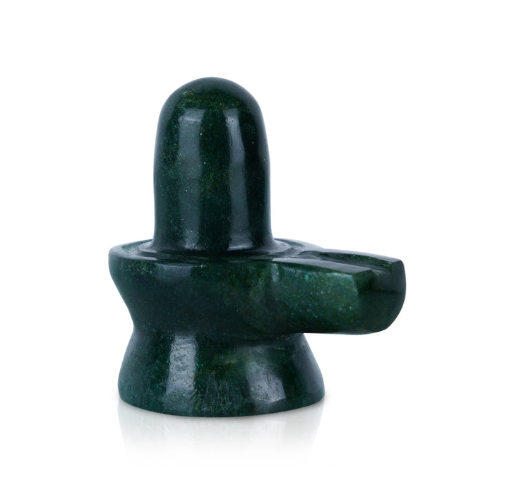 Green Zade Shiv Ling Murti - 1.75 x 1.5 Inches | Margaj Shiva Lingam Statue/ Shiv Ling Statue for Worship - Sphatik & Semi Precious Stone Murties