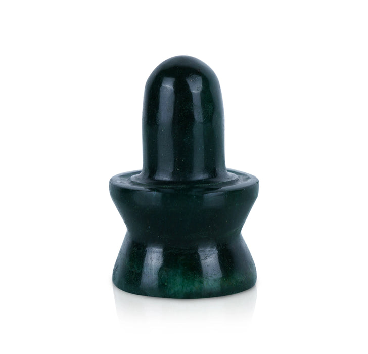Green Zade Shiv Ling Murti - 1.75 x 1.5 Inches | Margaj Shiva Lingam Statue/ Shiv Ling Statue for Worship - Sphatik & Semi Precious Stone Murties