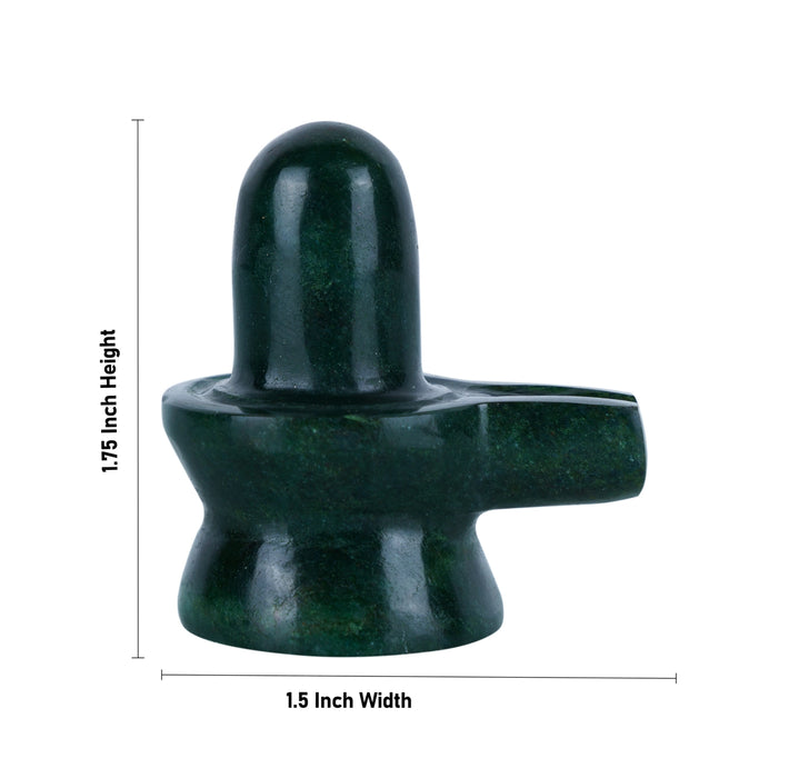 Green Zade Shiv Ling Murti - 1.75 x 1.5 Inches | Margaj Shiva Lingam Statue/ Shiv Ling Statue for Worship - Sphatik & Semi Precious Stone Murties