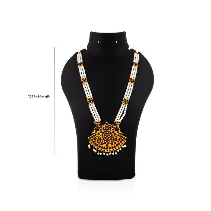 Moti Mala - 12.5 Inches | 3 Line Moti Mala/ Kemp Jewellery/ Bharatanatyam Jewellery