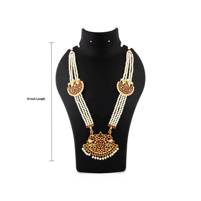 Moti Mala - 13 Inches | 4 Line Moti Mala/ Kemp Jewellery/ Bharatanatyam Jewellery