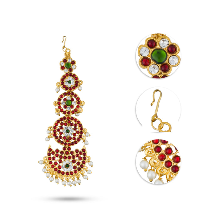 Kemp Nethi Chutti - 6 Inches | Maangtikka/ 5 Step Kemp Stone Jewellery for Women