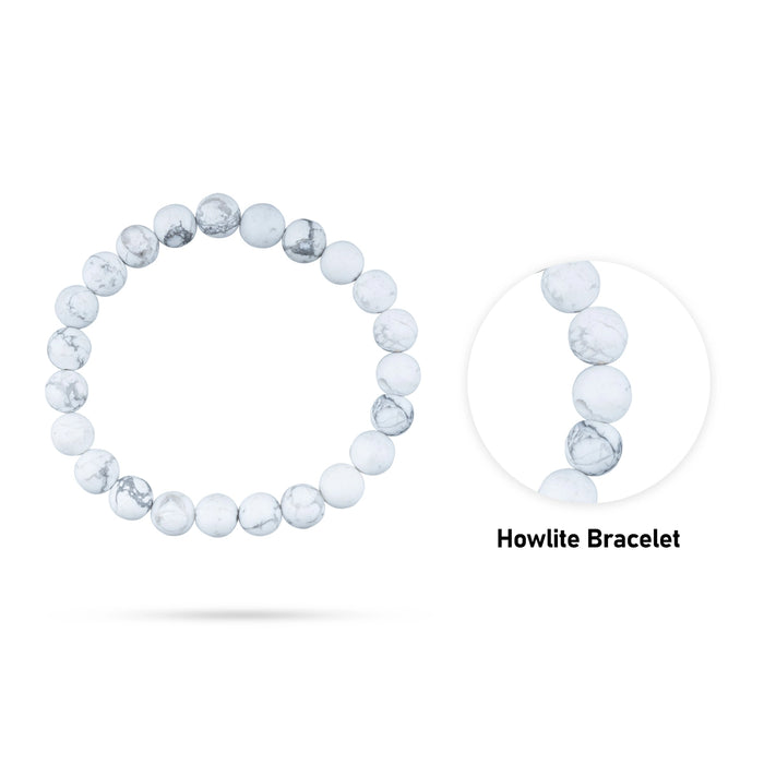White Howlite Bracelet - 2.5 Inches | Howlite Crystal Bracelet/ Howlite Stone Bracelet for Control Emotions - Bracelet