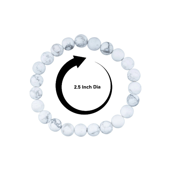 White Howlite Bracelet - 2.5 Inches | Howlite Crystal Bracelet/ Howlite Stone Bracelet for Control Emotions - Bracelet