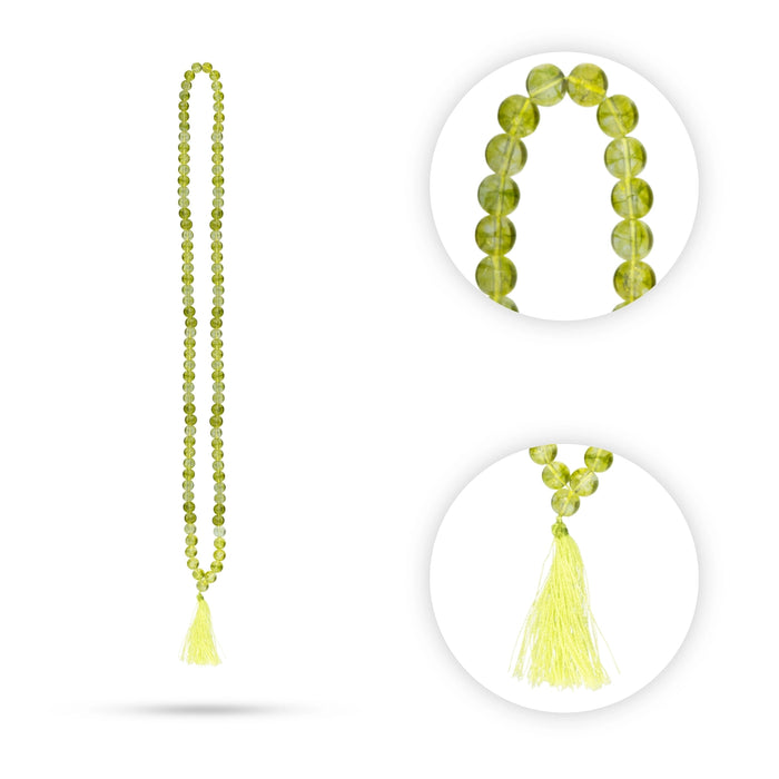 Peridot Mala - 16 Inches | Peridot Mala Beads/ Meditation Mala for Men & Women