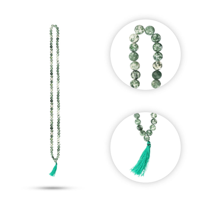 Tree Agate Mala - 16 Inches | Hakik Mala/ Japa Mala for Men & Women