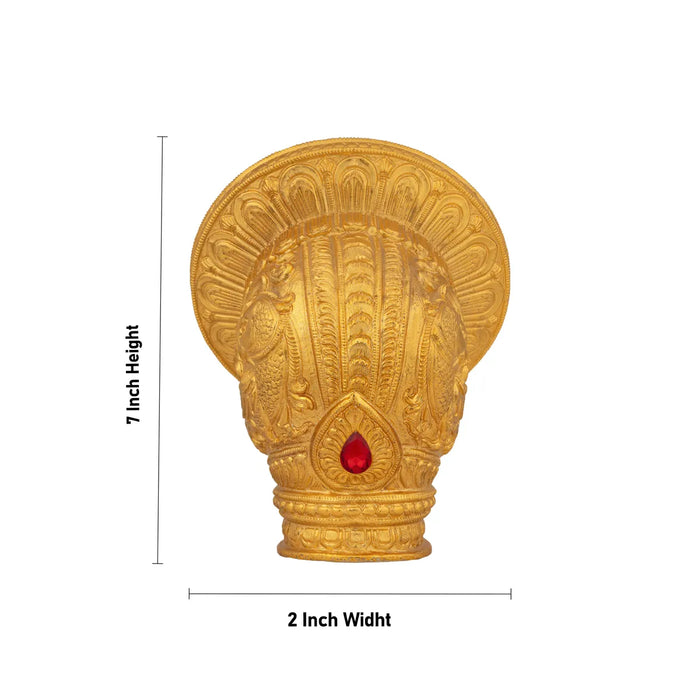 Vairamudi Crown with Stone - 7 x 2 Inches | Brass Crown / Goddess Crown / God Ornament - Head & Face Accessories