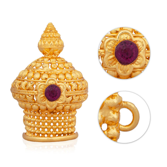 Half Crown – 2.5 x 1.75 Inches | Stone Mukut/ Gold Polish Jewellery/ Kiritam for Deity