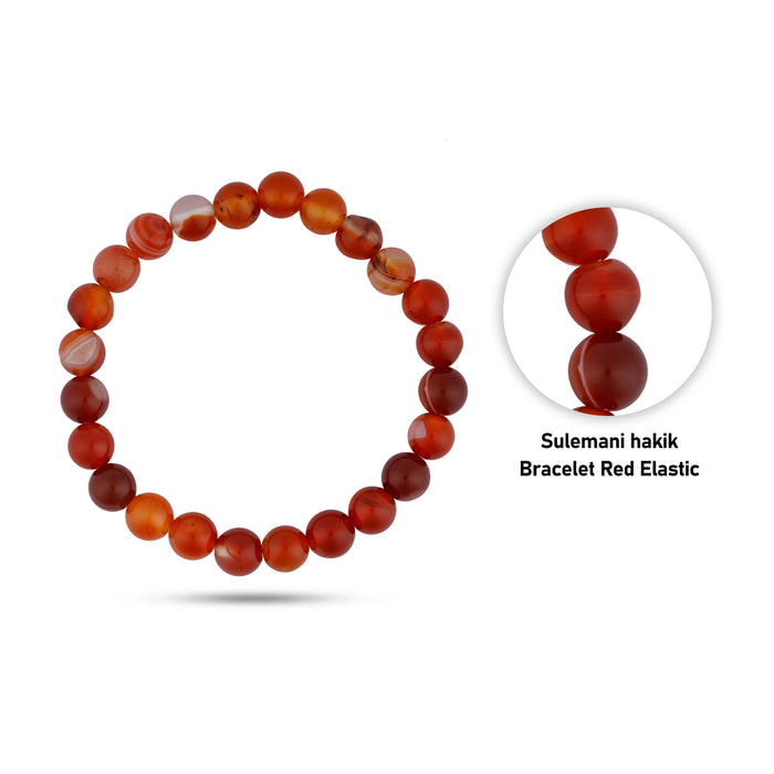Sulemani hakik Bracelet - 2.5 Inches | Red Hakik Bracelet/ Crystal Bracelet for Men & Women - Bracelet