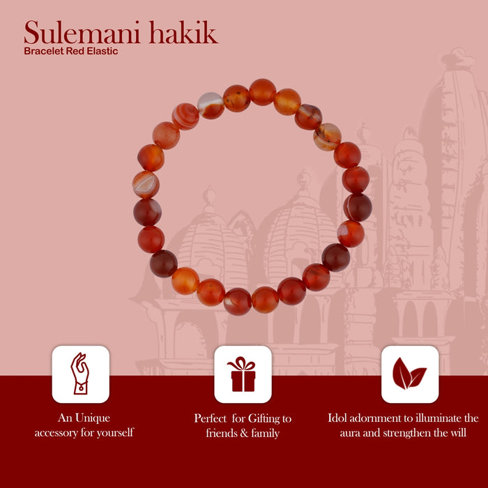 Sulemani hakik Bracelet - 2.5 Inches | Red Hakik Bracelet/ Crystal Bracelet for Men & Women - Bracelet