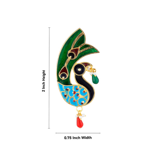 Stone Earring Pair - 2 x 0.75 Inches | Peacock Design Stud Earring/ Mayurakrit Kundal Karnapathiram for Deity - Head & Face Accessories