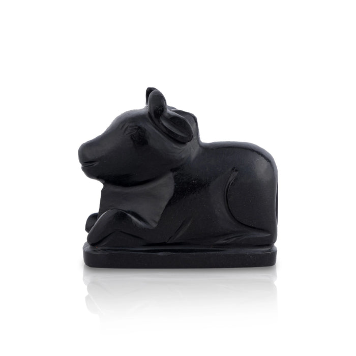 Black Agate Nandi Statue - 2 x 2.5 Inches | Nandi Murti/ Nandhi Statue for Pooja - Mala & Pendant