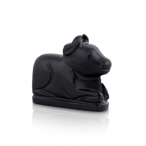 Black Agate Nandi Statue - 2 x 2.5 Inches | Nandi Murti/ Nandhi Statue for Pooja - Mala & Pendant