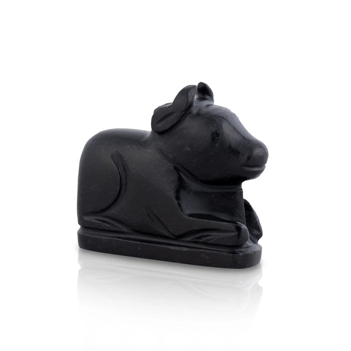 Black Agate Nandi Statue - 2 x 2.5 Inches | Nandi Murti/ Nandhi Statue for Pooja - Mala & Pendant