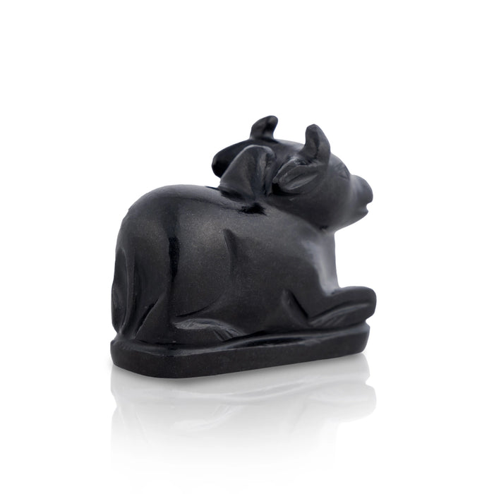 Black Agate Nandi Statue - 2 x 2.5 Inches | Nandi Murti/ Nandhi Statue for Pooja - Mala & Pendant