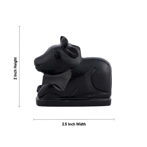 Black Agate Nandi Statue - 2 x 2.5 Inches | Nandi Murti/ Nandhi Statue for Pooja - Mala & Pendant